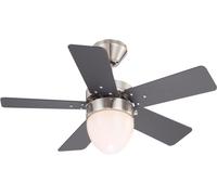 Petit Ventilateur plafond pour chambre Ø 76 cm Nickel Ventilateur avec Lumière