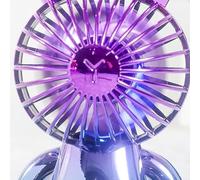 Petit ventilateur portatif de couleur dégradée avec chargement USB, batterie 300 mAh, 2 vitesses, moteur silencieux et joli motif lapin pour voyage, bureau et (bleu)