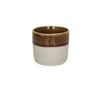 Petit verre en grès marron, rond, à motifs, glaçure réactive - Pomax, Spiro - Ø7xH6.5 cm
