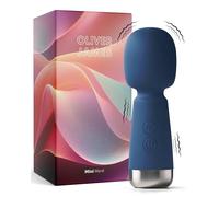 Petit vibromasseur par Oliver James - Wand masseur clitoridien en silicone rechargeable avec 5 vitesses et 5 modes, sex toy discret pour femme, 12,4 cm נ4,3 cm (Saphir Nuit)