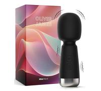 Petit vibromasseur par Oliver James - Wand masseur clitoridien en silicone rechargeable avec 5 vitesses et 5 modes, sex toy discret pour femme, 12,4 cm נ4,3 cm (Noir)