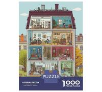 Petit Village 1000 PC 3 Couches Carton Section de Maison en Hauteur Puzzle, Défi Ultra Difficile Adultes, Décompression, Décor Mural & Cadeau Amateurs 70x50cm/1000pcs