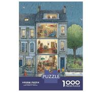 Petit Village 3 Couches Carton Immeuble Urbain Puzzle, Jeu Difficile Adultes, Soulagement Stress Loisirs, Décor Mural & Cadeau Collectionneurs Famille 38x26cm/1000pcs