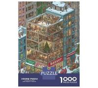 Petit Village Carton Recyclé 1000 Pièces Immeuble d'hiver Puzzle, Décompression, Cadeau Personnalisé, Décor Mural & Activité Vacances Maison 52x38cm/1000pcs
