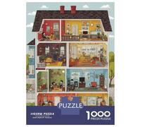 Petit Village Carton Recyclé 1000 Pièces Maison Cosy en Hauteur Puzzle, Décompression, Cadeau Personnalisé Famille, Décor Mural & Loisirs Maison 70x50cm/1000pcs