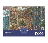 Petit Village Paquet 1000 Pièces Premium Carton Immeuble d'hiver Puzzle, Jeu Défiant Adultes/Adolescents, Décompression, Cadeau & Famille Soirée 38x26cm/1000pcs