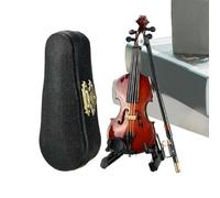 Petit violon jouable - Violon en bois massif de 4,1 cm | Instruments de musique | Décoration de table de 12,7 cm | Amateurs de musique | Pour homme, femme, cadeau d'anniversaire, décoration de maison