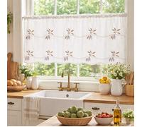 Petit voilage de fenêtre broderies baie Violet parme 60x120 cm