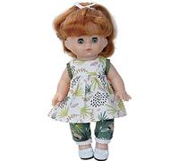 Petitcollin- Câlinette 28 cm Lilou Jouet en Vinyle et Tissu-Poupon avec Haut et Pantalon à Motifs-28 Cm pour Les Enfants-À Partir de 3 Ans, 712814, Verts