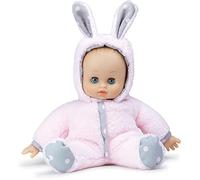 Petitcollin Vilac - Poupon Anibabies Lapinou - Jouet en Tissu et Vinyle Doux - 28 Cm - Lapin Doudou Rose et Gris pour Les Enfants - À Partir de 10 Mois