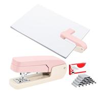 Petite agrafeuse manuelle avec agrafes, agrafeuse de bureau pour salle de classe, bureau, agrafeuse de bureau compacte avec 20 feuilles d'agrafes standard (rose A)