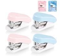 Petite agrafeuse portable avec 400 agrafes standard 26/6, lot de 4 mini agrafeuses manuelles mignonnes, capacité de 2 à 20 feuilles pour les écoles, les lieux de travail et les familles