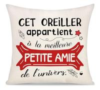 Petite amie Housse de Coussin pour Femme Filles Cadeau de Petit ami Cadeaux d'inspiration Cadeaux d'anniversaire Noël Saint-Valentin Cet Oreiller Appartient à la Meilleure Petite amie (petite amie-a)