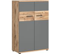 Petite armoire de bureau avec 2 portes - gris anthracite et chêne clair - SELMA