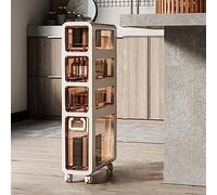 Petite Armoire De Rangement De Salle De Bain Fine Et Compacte, Grande Capacité, avec Tiroirs Transparents Et roulettes, Meuble De Rangement Vertical étanche pour Petits Espaces., 17cmwidth, 4-Tiers