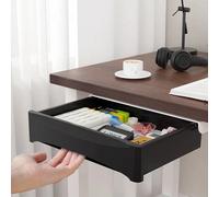 Petite armoire de rangement sous le bureau avec socle mobile, tiroir caché et gestion des câbles pour une installation efficace dans un espace de travail L White