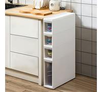 Petite Armoire de Salle de Bain de 14 cm (l) avec tiroirs de Rangement étroits en Plastique, Rangement pour Papier Toilette, Armoire de Rangement pour Papier Toilette Blanc à 4 Niveaux pour