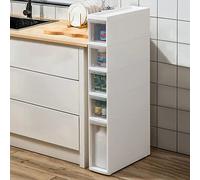 Petite Armoire de Salle de Bain de 14 cm (l) avec tiroirs de Rangement étroits en Plastique, Rangement pour Papier Toilette, Armoire de Rangement pour Papier Toilette Blanc à 5 Niveaux pour