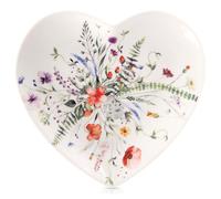 Petite assiette à dessert en porcelaine, motif fleurs, coquelicots et cœur.
