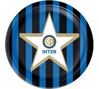 Petite assiette en carton Inter Milan Partydeko 8 pièces bleu-blanc-noir 18 cm