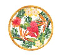 Les Jardins de la Comtesse - Petite assiette en mélamine imprimé de fleurs exotiques Ø 23 cm Vert, orange
