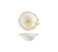 Petite assiette fraîche peinte à la main en céramique vaisselle exquise sous glaçure - Soupe de forme spéciale de 20,3 cm