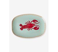 Petite assiette rectangulaire en mélamine avec imprimé crabe rice bleu ciel TU