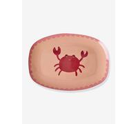 Petite assiette rectangulaire en mélamine avec imprimé crabe rice corail TU