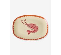 Petite assiette rectangulaire en mélamine avec imprimé crabe rice crème TU