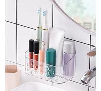 Petite Autocollant Etagere de Douche en Plastique, Support Salle de Bain Sans Percage, Organiseur Transparent , Panier Douche Mural pour Rangement Shampooing, Gel , Epices de Cuisine et Petits Objets