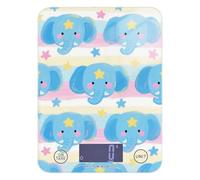 Petite balance de cuisine avec éléphants bleus mignons de dessin animé facile à nettoyer pour nourriture 5 kg/5 g avec 4 unités pour rôtir et cuire les régimes (piles non incluses)