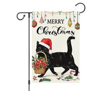 Petite bannière Chat Fleur Hiver Joyeux Noël Pavillon de jardin Carnaval