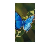 Petite bannière de couverture de porte avec papillon bleu 90 x 180 cm - Bannières de fête saisonnières - Panneau de bienvenue vertical - Décoration de porte à suspendre pour porche, entrée, jardin