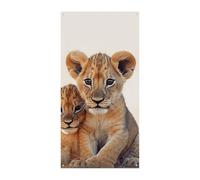 Petite bannière de porte en forme de lion 90 x 180 cm - Bannières de fête saisonnières - Panneau de bienvenue vertical - Décoration de porte à suspendre pour porche, entrée, jardin