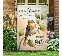 Petite bannière Grâce Foi Salut Fleur de Printemps Christianisme Pavillon | de jardin Carnaval 12x18in Résistant Aux Intempéries Drapeau de jardin Double Face Bannière personnalisée Balcon