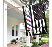 Petite bannière Salon de coiffure et industrie du barbier Pavillon de | jardin Anniversaires 12x18in Couleur Vive Drapeau Double Face Résistant à La Décoloration Drapeau de jardin Festivités