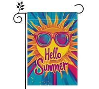 Petite bannière Soleil coloré Bonjour été à la ferme Pavillon de jardin | Célébrations 12x18in Imperméable Drapeau de jardin Double Face bannière Carnaval Anniversaires