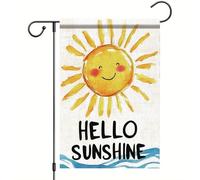 Petite bannière Soleil souriant et mignon, bonjour soleil été Pavillon de | jardin Anniversaires 12x18in Double Face Bannière personnalisé Léger Drapeau de jardin Célébrations Balcon