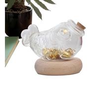 Petite banque d'argent en verre | Pièce de monnaie en forme de poisson et pot d'argent pour enfants adultes | Jolie banque transparente de piggy pour épargne | Mini pot de rangement décoratif