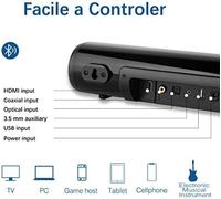 Petite Barre De Son Tv Enceinte Pc Bluetooth 5.0 3D Surround Sound 2.0 Canal Mini Bar De Son Avec Télécommande/Optique/Rca/Aux/Usb,Noir