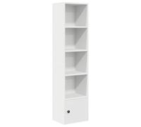 Petite bibliothèque avec 4 compartiments et 1 porte - Étagère sur pied pour DVD - Étagère de rangement - Étagère de bureau - Étagère de rangement pour salon, bureau - Blanc - 31 x 24 x 127 cm