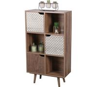 Petite bibliothèque avec 6 compartiments et 3 portes décorées - Dimensions 60x29x105 cm