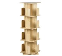 Petite bibliothèque pivotante en bois - Affichage à 360 ° - Petite bibliothèque autoportante - Étagère à livres pour bureau, librairie, bibliothèque - Marron clair - 39 x 39 x 128 cm (l x H)