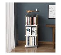 Petite bibliothèque rotative blanche multifonction pour la maison, le bureau, étagère de rangement carrée à 3 étagères pour chambre à coucher, table de chevet