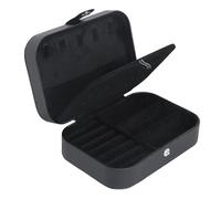 Petite boîte à bijoux de voyage pour femmes et filles, étui à bijoux de voyage à 2 étages, en cuir PU, mini présentoir portable pour bijoux pour boucles d'oreilles, bagues, colliers, bracelets - Noir