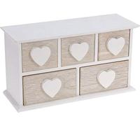 Petite boîte à bijoux en bois avec 5 tiroirs - Petites boites en bois avec cœur blanc - Boîte de rangement