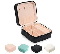 Petite boîte à bijoux JARAGAR - Boîte à bijoux de voyage portable en cuir - Mini étui à bijoux de voyage pour bagues, boucles d'oreilles, colliers, bracelets, bijoux - Cadeau pour femmes et filles