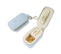 Petite Boite a Bijoux Mini boîte à bagues en velours, mallette de rangement bijoux, boucles d'oreilles, organisateur colliers, sac fermeture éclair, voyage Portable(Blue)