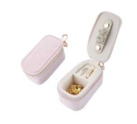 Petite Boite a Bijoux Mini boîte à bagues en velours, mallette de rangement bijoux, boucles d'oreilles, organisateur colliers, sac fermeture éclair, voyage Portable(Pink)