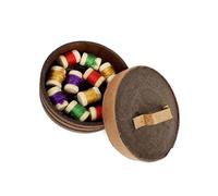 Petite boîte à couture ronde pour maisons de poupées à l'échelle 1/12 - Décoration d'intérieur vintage - Boîte de rangement miniature en bois